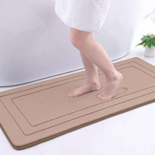 Arotive Memory Foam Bathroom Rug Mat 47x20, Ultra Soft and Absorbent Bath Mat, Machine Wash Dry, Comfortable Bath Rug Carpet for Bathroom Floor, Tub and Shower, Camel