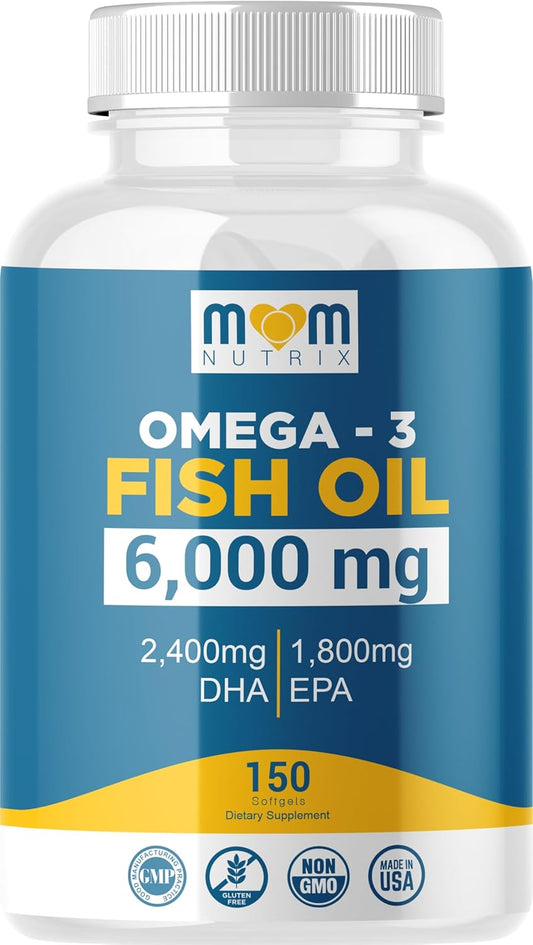 Omega 3 Fish Oil with Maximum EPA DHA - Supports Brain, Liver, Heart & Immunity - Made in The USA - 150 Softgels