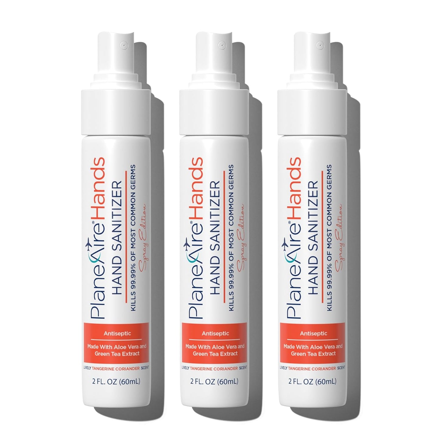 Tangerine Coriander Spray Hand Sanitizer | Travel Size | Hydrate & Cleanse | Made with Aloe Vera & Essential Oils | Green Tea Extract | Scented Travel Hand Sanitizer | Hand Sanitizer Spray | 3-Pack