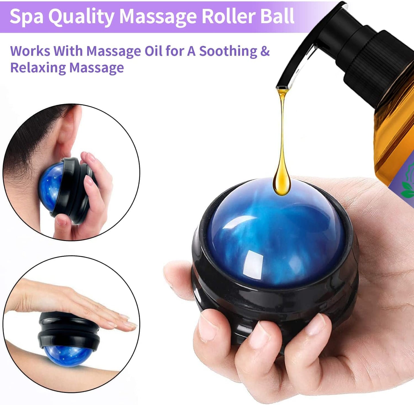 Stocking Stuffers for Men Women-3 Pack Massage Oil for Massage Therapy,Sore Muscle Arnica Oil & Relaxing Lavender Oil & Ginger Oil Lymphatic Drainage & Massage Ball,Massage Kit Mens Christmas Gifts
