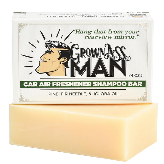 Grown Ass Man Co. - Solid Shampoo Bar Rich Lather 3 in 1: Hair, Beard & Body Wash - Plastic Free & Eco-Friendly, Natural & Organic for All Hair Types, 4oz Bar (Car Air Freshener, Single)