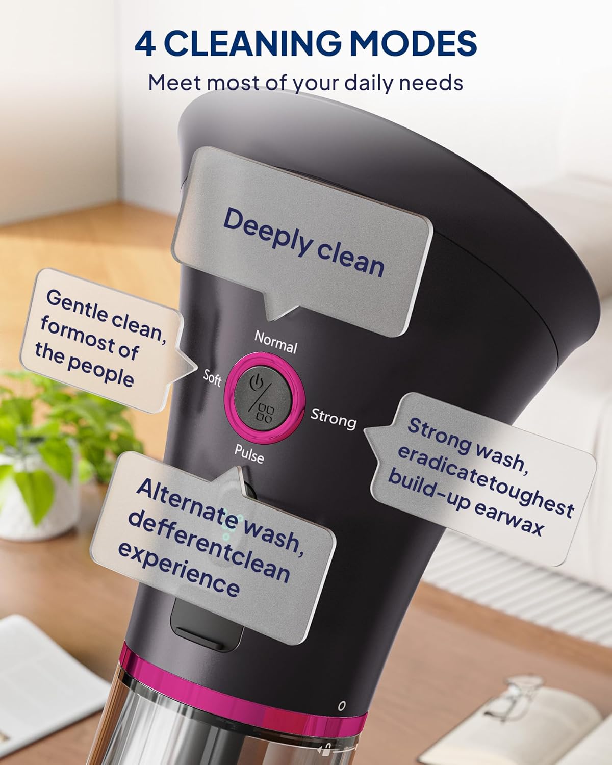 Upgraded Ear Wax Removal with One-Piece Waste Tank, Safe Ear Cleaner with Water Temperature Sensor, Effective Ear Irrigation Kit, IPX7, Slate Rose