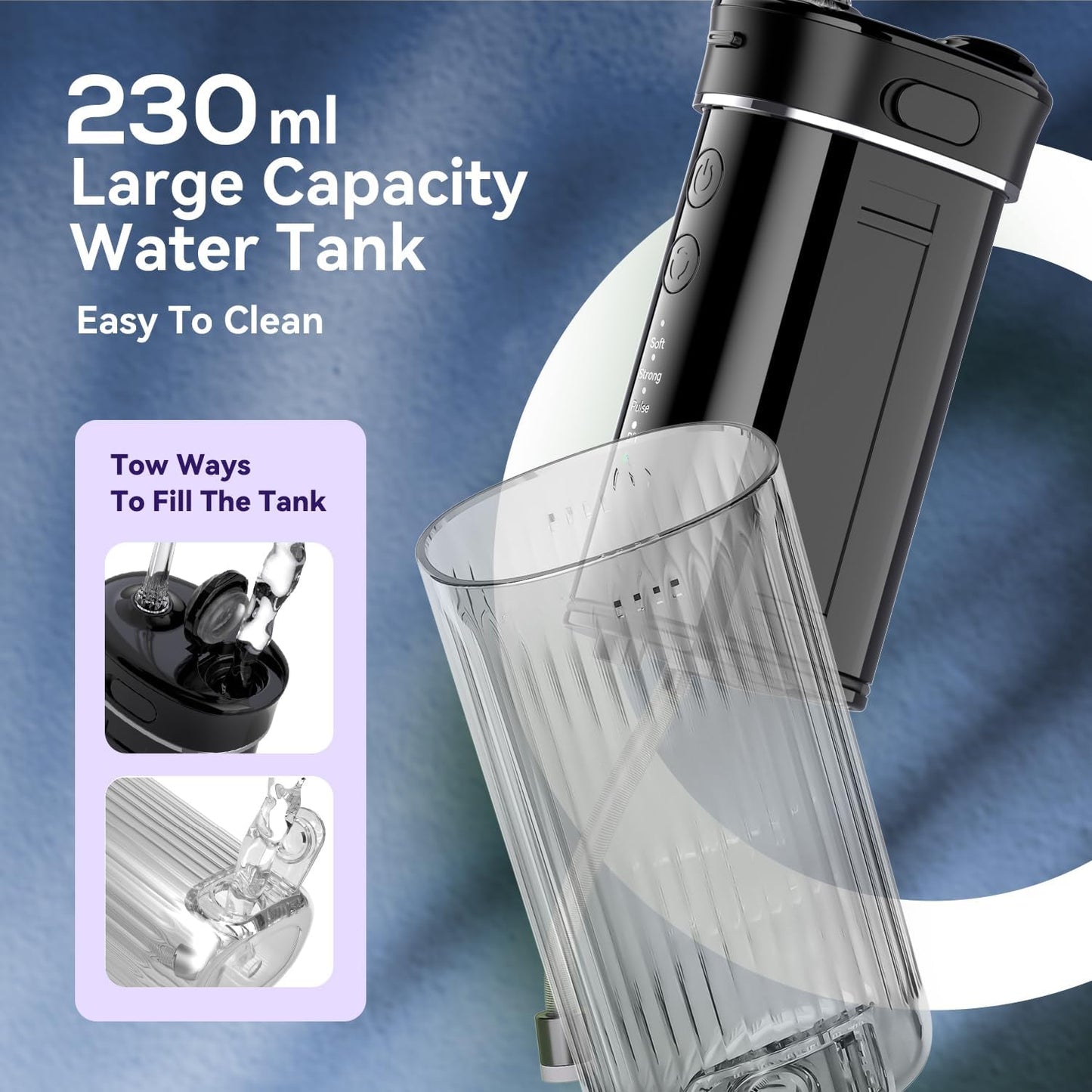 Portable Mini Water Dental Flosser for Teeth Cleaning Pick,Travel Oral Irrigator with Telescopic Water Tank,4 Modes and Waterproof Design - Perfect for Braces,Bridges,and Dental Care (Black)