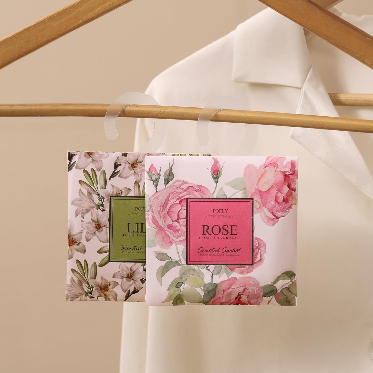 12 Packs Rose Scented Sachets – Long-Lasting Air Freshener & Closet Deodorizer for Drawers, Closets, Cars & Wardrobes