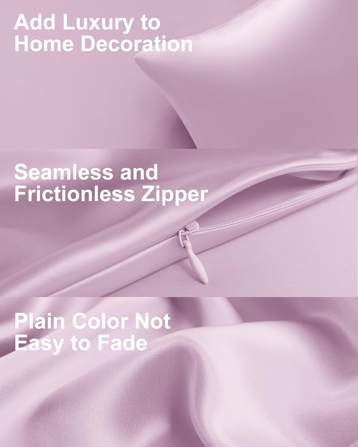 THXSILK Set of 2 100% Mulberry Silk Pillowcase for Hair and Skin Health, Soft Breathable and Smooth Pillowcases with Hidden Zipper, Both Sides Premium Grade 6A+ Silk, Standard 20"x26", Light Purple