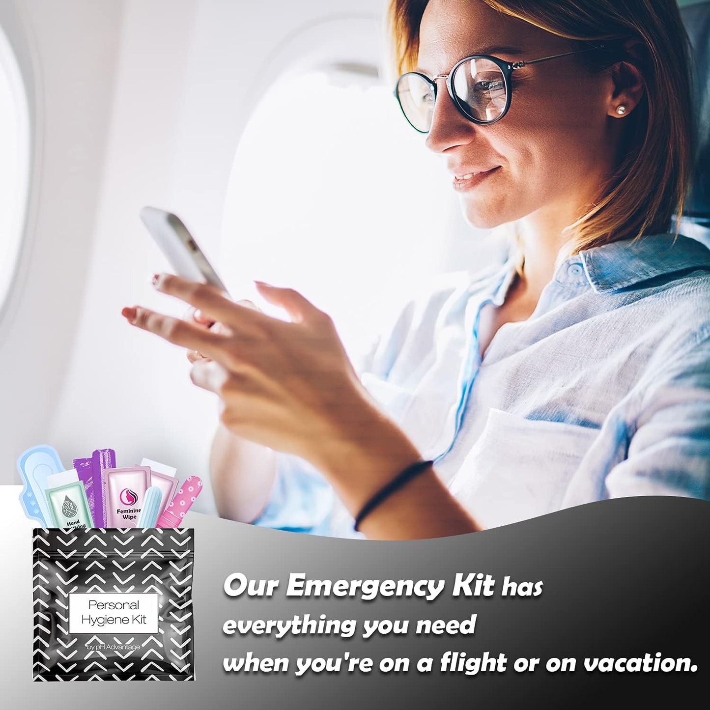 Menstrual Kit All-in-One 10 Pack | Convenience on The Go | Period Kit Pack for Travelling, Tweens & Teenager | Individually Wrapped Feminine Hygiene Product (Black Treads)