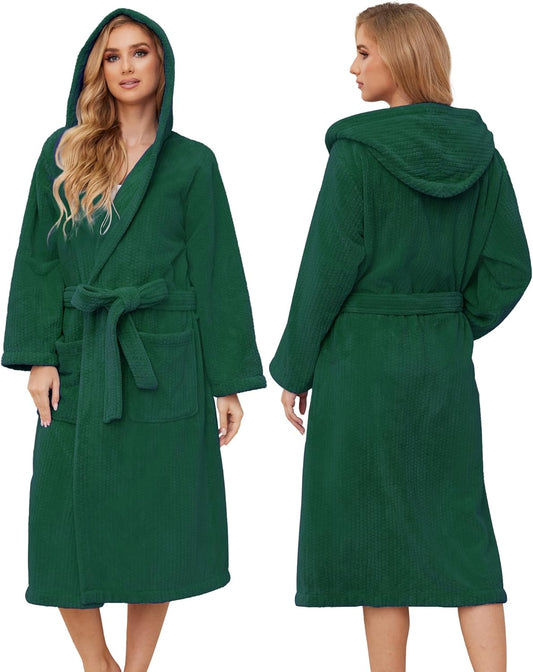 Hooded Bathrobes for Women, Soft Long Towel Robes for Women - Quick Dry yet Warm