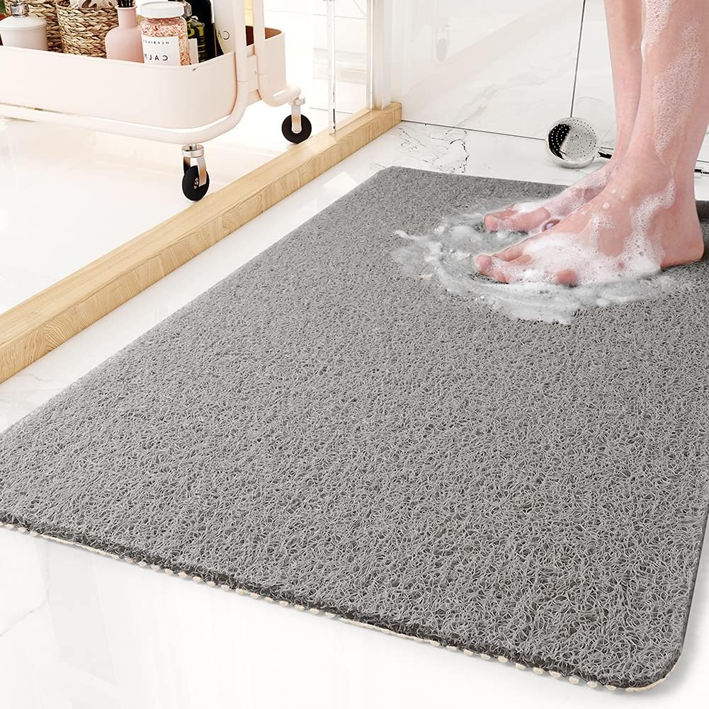 Non-Slip Bathtub Mat, 24x35 Inch Shower Mats for Bath Tub, PVC Loofah Bathroom Mats for Wet Areas, Quick Drying
