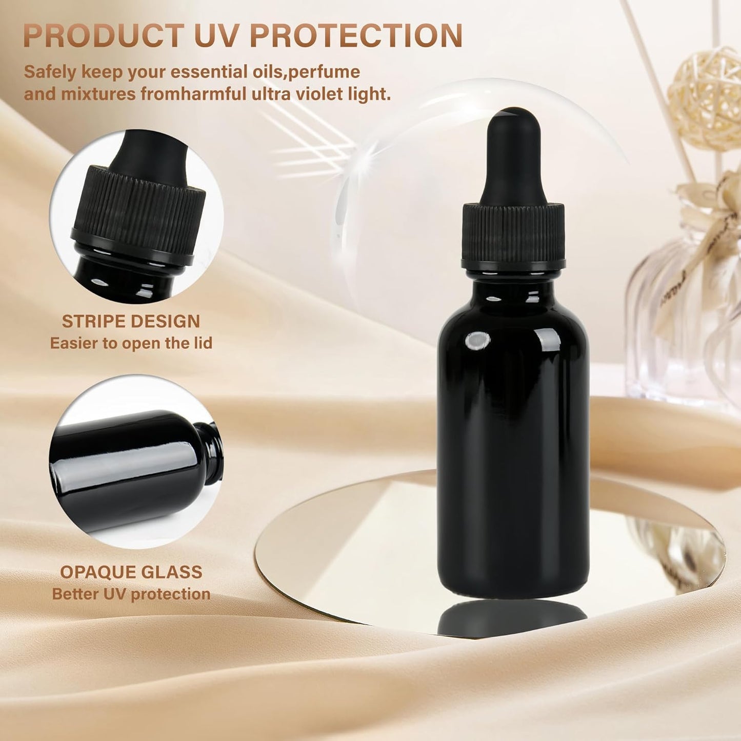 6 Pcs, 1oz Dropper Bottle, Black Glass Eye Dropper Bottle,Tincture Bottles with Dropper, Leak-Proof Design, Stronger Suction, for All Kinds of Mixed Liquids