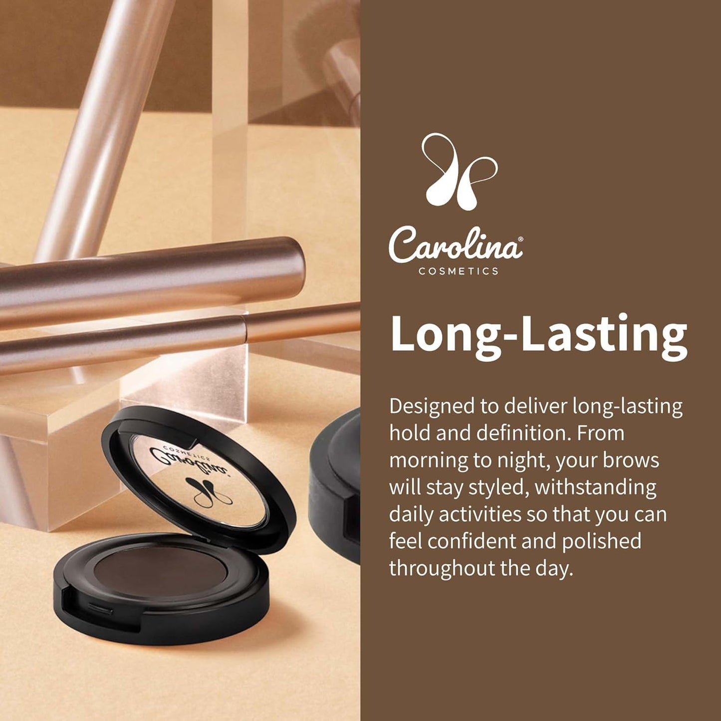 Brow Wax Pomade in Dark Shade - Plant-Based Vegan, Non-GMO, Paraben-Free - Dry Oil Based Pomade for Defined Eyebrows - 0.88oz