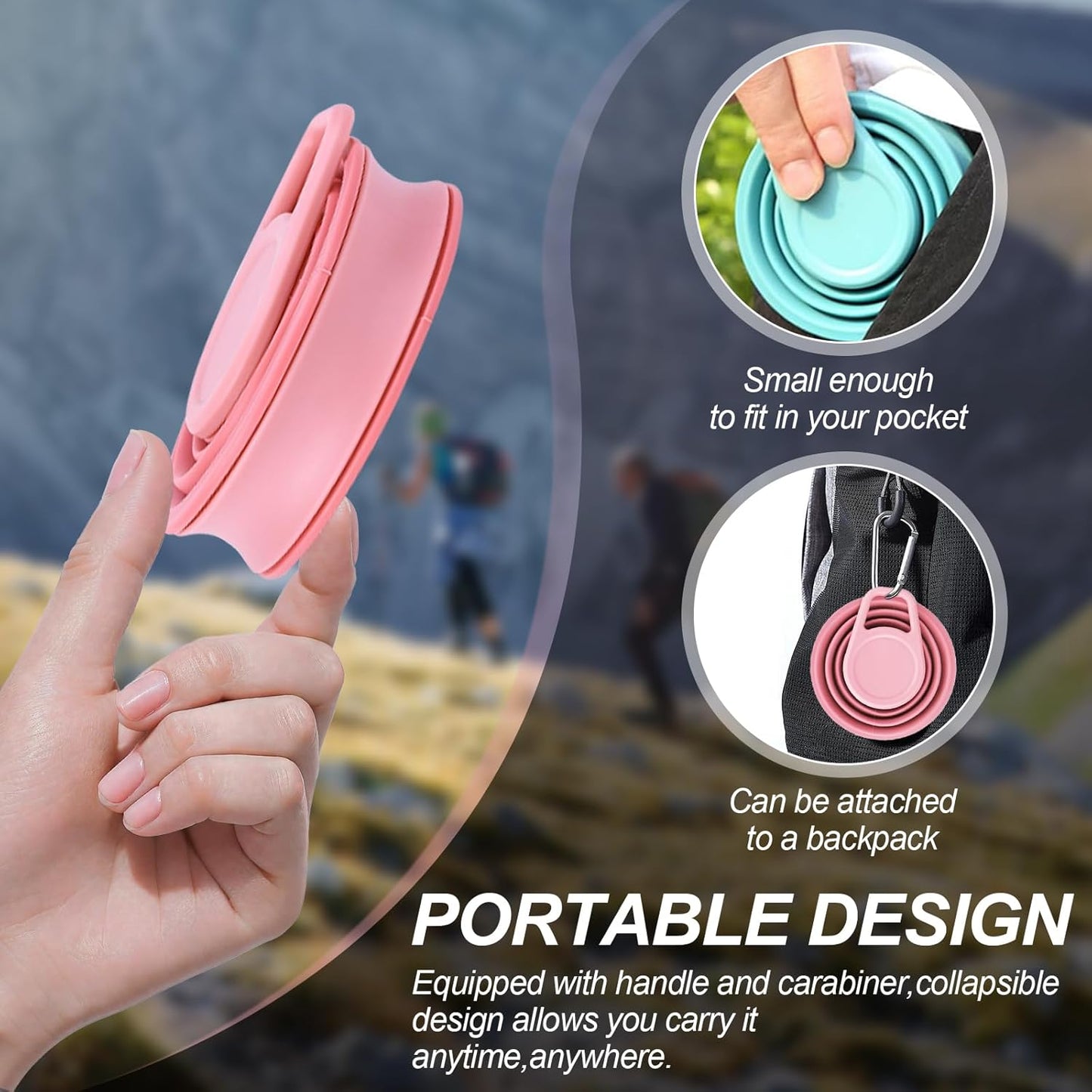 17oz Collapsible Water Bottle,Reuseable BPA Free Silicone Foldable Water Bottles for Outdoor, Travel Gym Hiking,Backpacking Portable & Leakproof,Portable Leak Proof Sports Water Bottle (A)