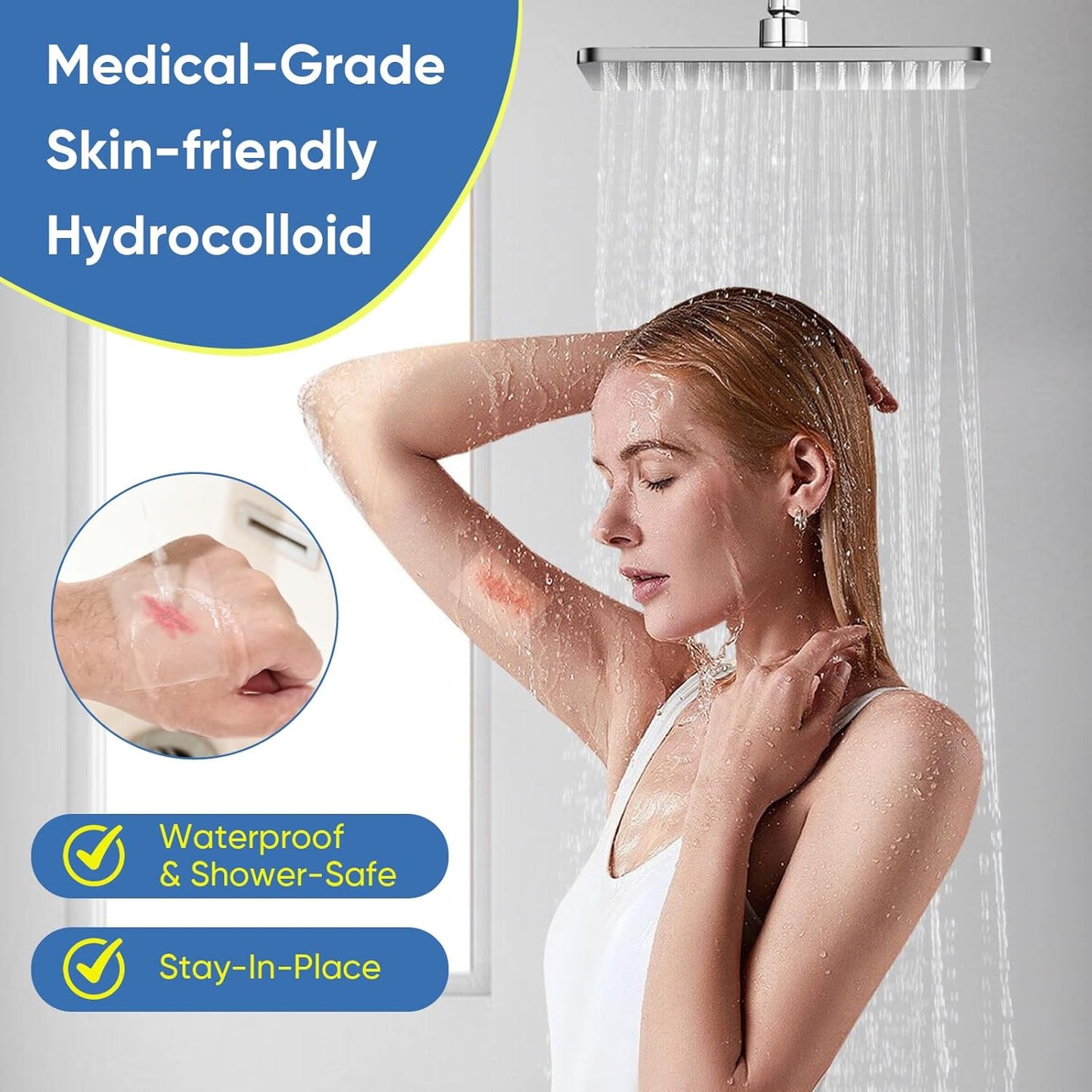 Hydrocolloid Roll for Wound Care, Cut-to-Size, Extra Large Hydrocolloid Tape Patch Bandages with Self-Adhesive, Ultra Absorbent, Flexible & Waterproof, First Aid Kit Essential (2in*12ft)