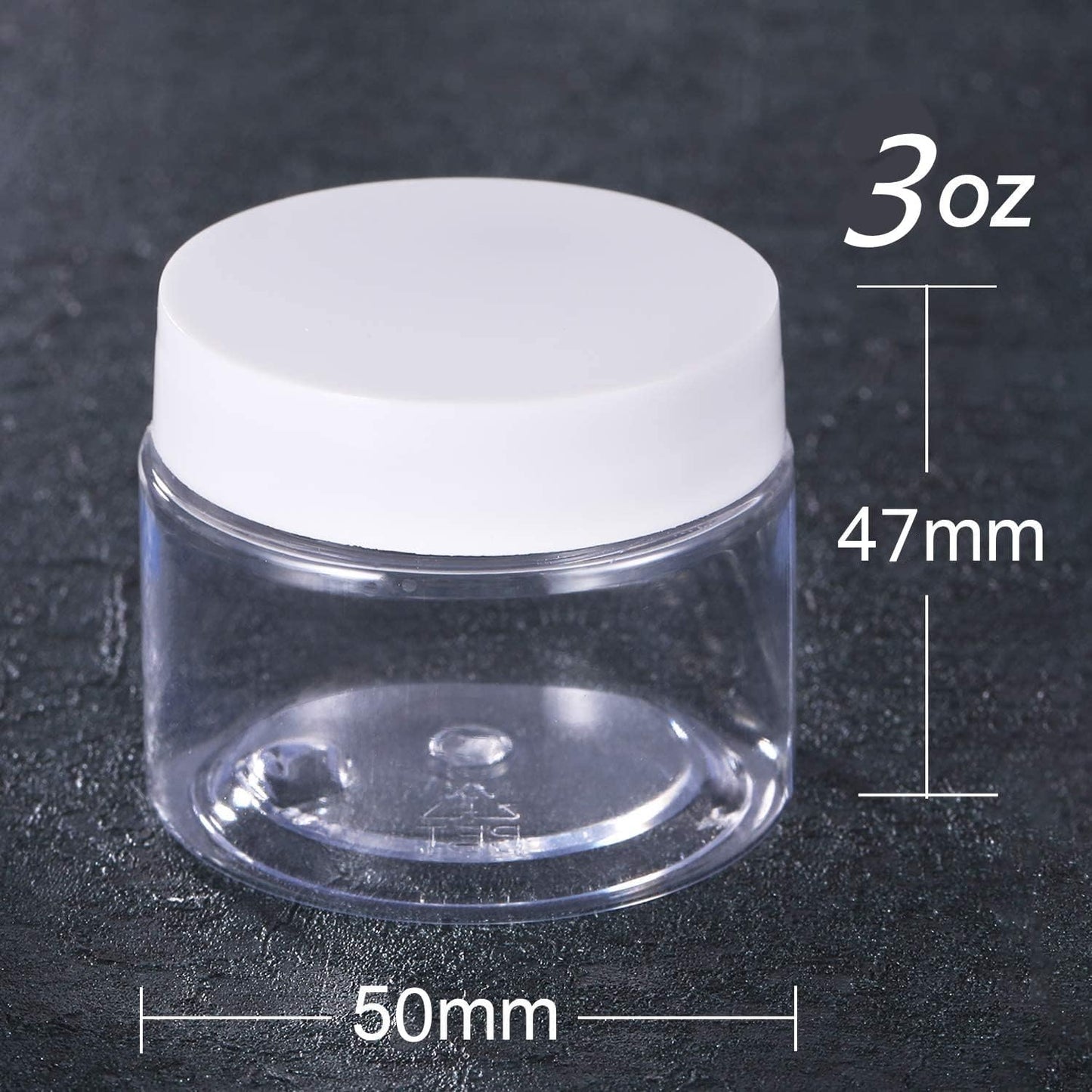 12 Pack 3 oz Plastic Container Jars with Lids Round Clear Travel Cosmetic Container Jars for Toiletries, Lotion, Cream, Ointments, Makeup, Rhinestone, Samples, Kitchen Storage (White)