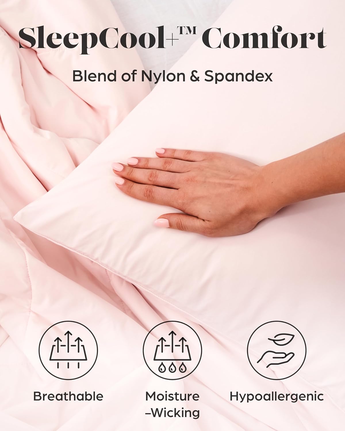 Lavish Comforts® Cooling Pillow Cases for Hot Sleepers – Cool, Ultra-Soft Blush Pink Pillow Cases for Acne & Frizz, Anti Acne Pillow Case, Antimicrobial, Alternative Silk Pillow Cases– Queen Set of 2