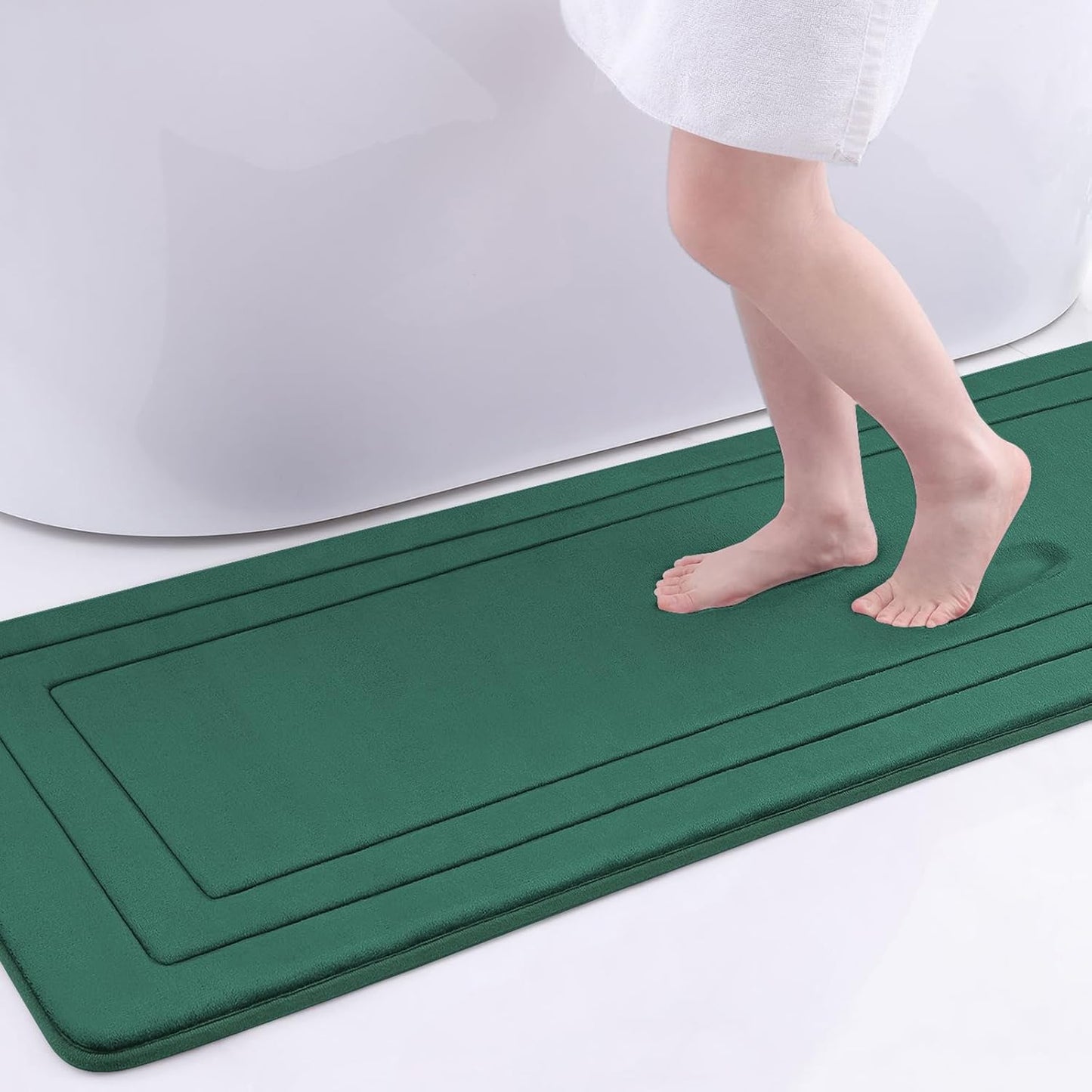 Arotive Memory Foam Bathroom Rug Mat 70x24, Ultra Soft and Absorbent Bath Mat, Machine Wash Dry, Comfortable Bath Rug Carpet for Bathroom Floor, Tub and Shower, Dark Green