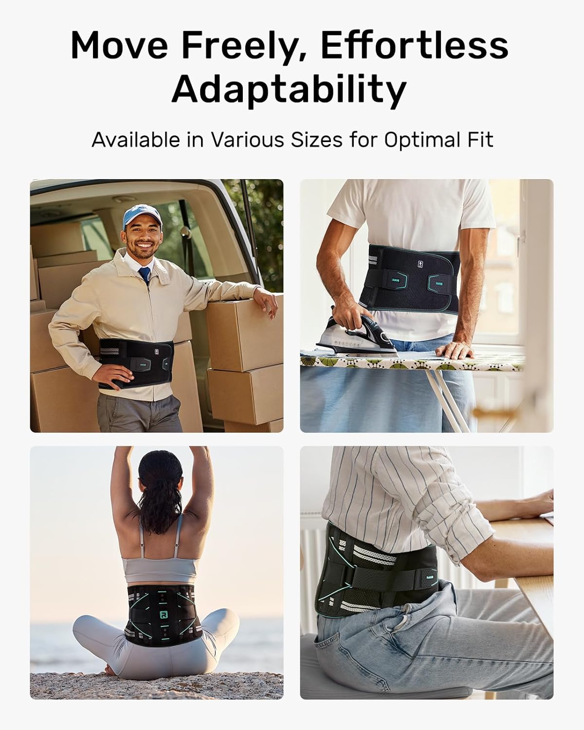 Back Brace for Lower Back Pain Relief for Women Men, Elastic Back Support Belt with 8 Stays for Lifting at Work, Breathable Soft Lumbar Support, Blue, Medium