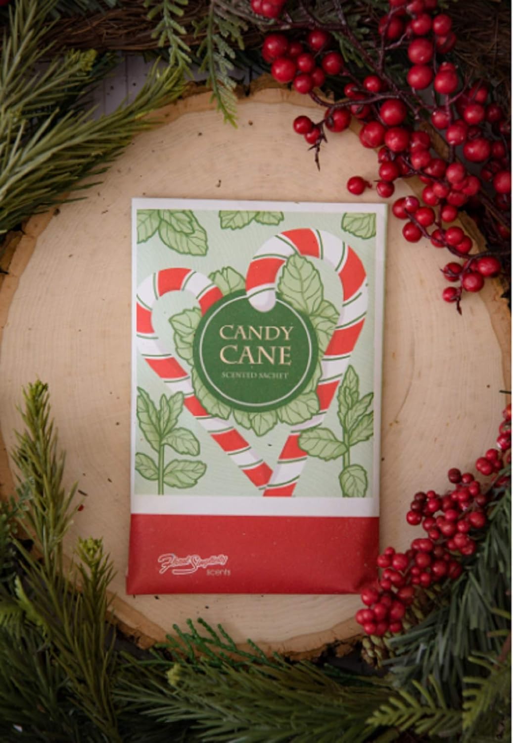 Floral Simplicity Candy Cane Scented Sachets Pack of 6, Fall & Winter - Long-Lasting Scented Bags, Home Fragrance, Air Freshener & Deodorizer for Closet, Room, Drawer, or Cars, Made in USA