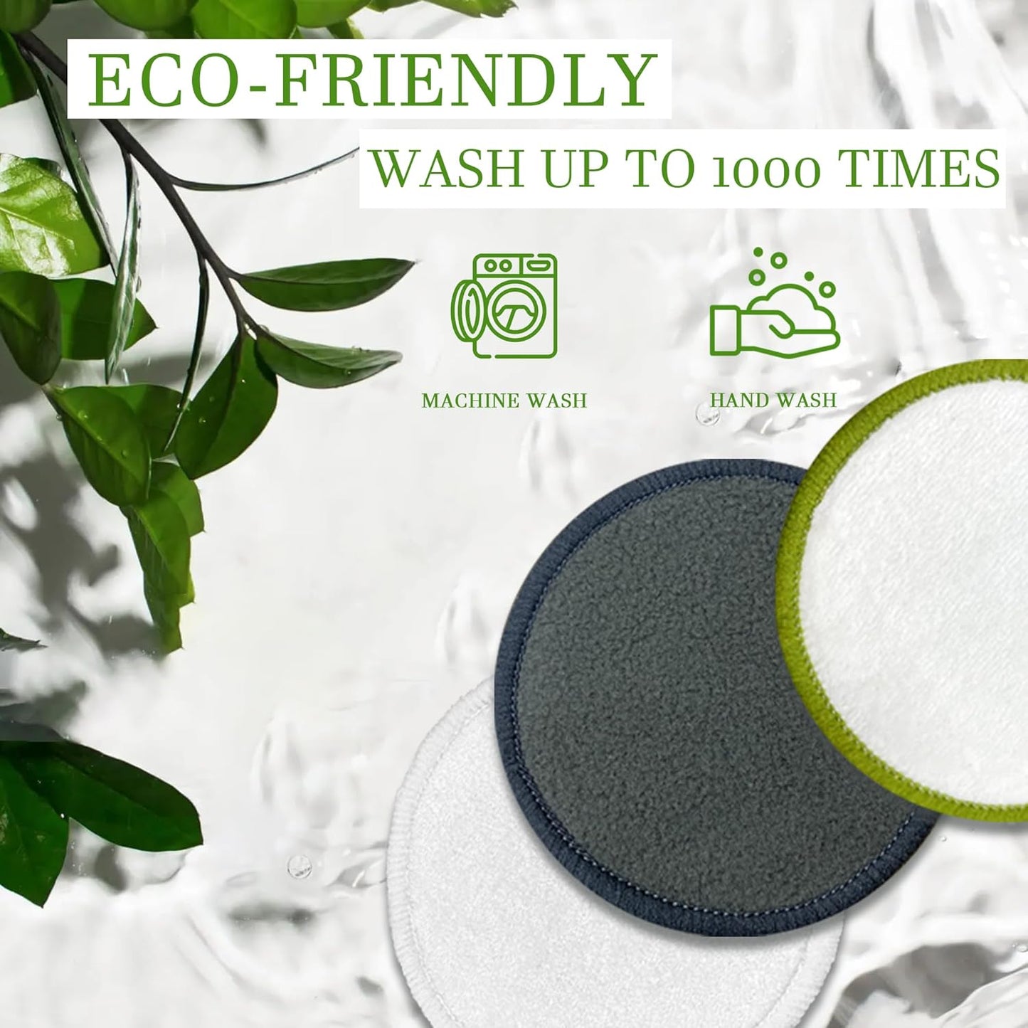 Reusable Bamboo Charcoal Makeup Remover Pads - 30 Count Washable Makeup Remover Pads, Reusable Cotton Rounds for Face, Double-Sided Washable Bamboo Cotton Rounds with Mesh Bag for Storage