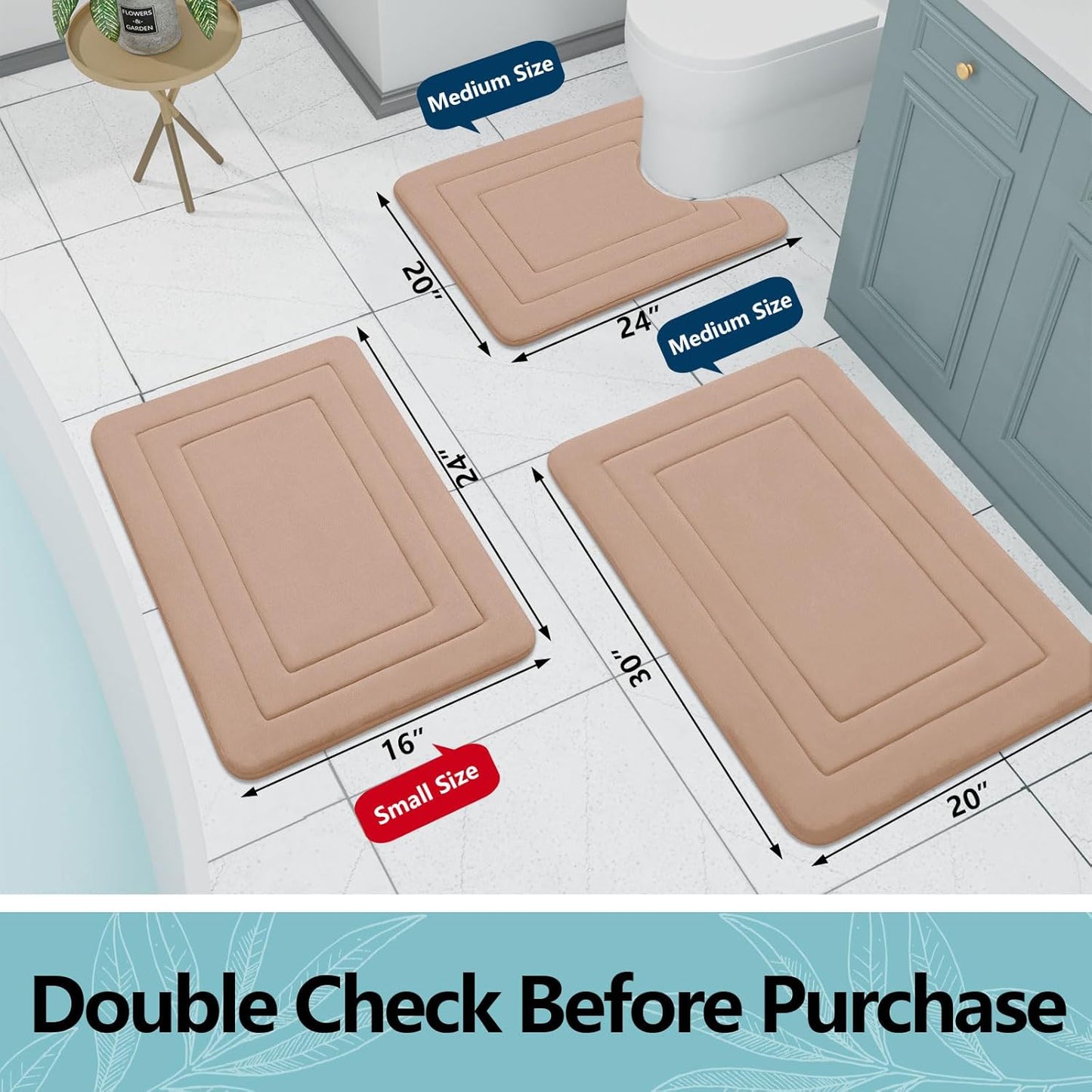 Arotive Memory Foam Bathroom Rug Mat 70x24, Ultra Soft and Absorbent Bath Mat, Machine Wash Dry, Comfortable Bath Rug Carpet for Bathroom Floor, Tub and Shower, Camel