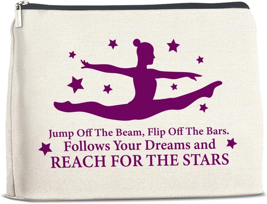 Inspirational Gymnastics Makeup Bag Gift, Gymnast Gifts Cosmetic Bag Zipper Makeup Pouch