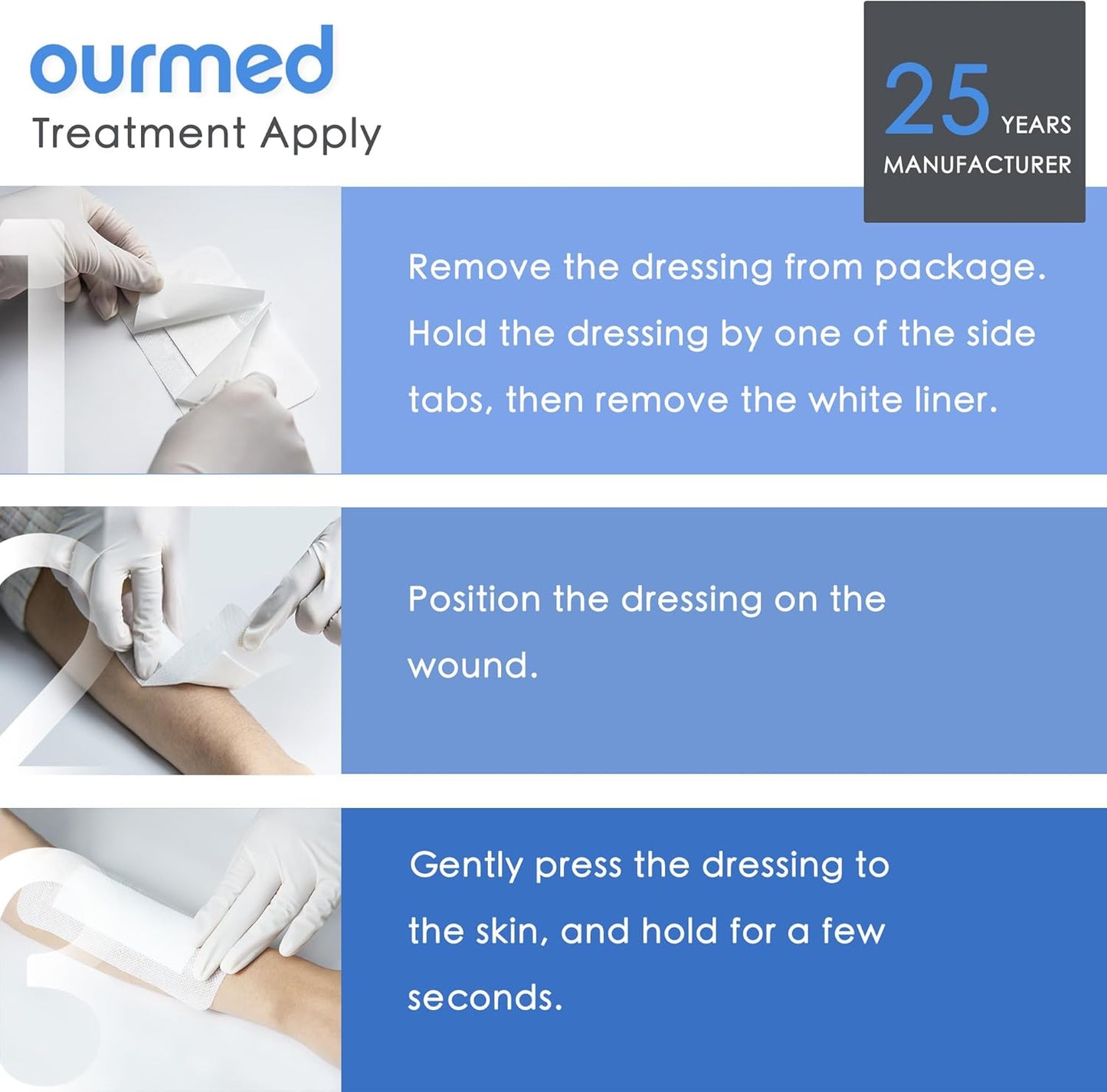 Island Dressing Bordered Gauze 6"x 6"(4"x 4" Absorbent Pad), Pack of 25, Self-Adhesive Sterile Sensitive Dressing with Absorbent, Latex& Rubber- Free, for Cuts and Scratches