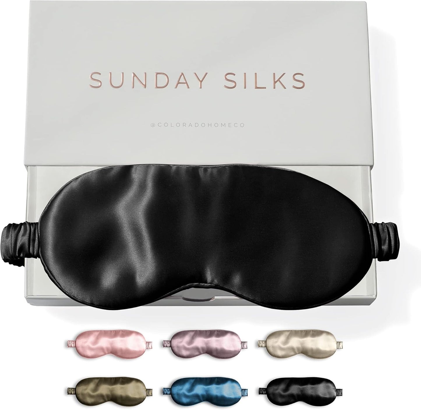 SUNDAYSILKS™ Exclusive Mulberry Silk Sleep Mask | Soft Eye Covers, Blackout Sleeping Mask for Women & Men | Silk Eye Mask for Sleep, Travel, and Relaxation | Antifaz para Dormir [Midnight Black]
