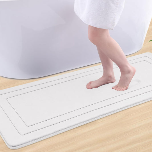 Arotive Memory Foam Bathroom Rug Mat 59x24, Ultra Soft and Absorbent Bath Mat, Machine Wash Dry, Comfortable Bath Rug Carpet for Bathroom Floor, Tub and Shower, Ivory