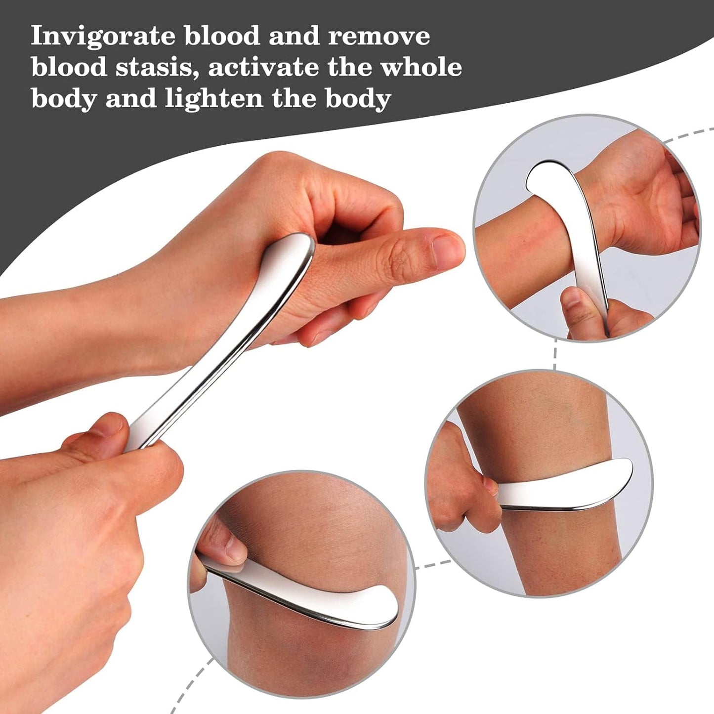 Guasha Massage Tool, Grade Stainless Steel Scraping Tool for Soft Tissue Upgrade Physical Therapy Stuff,Used for Back, Legs, Arms,Neck,Shoulder, Gua sha Tool