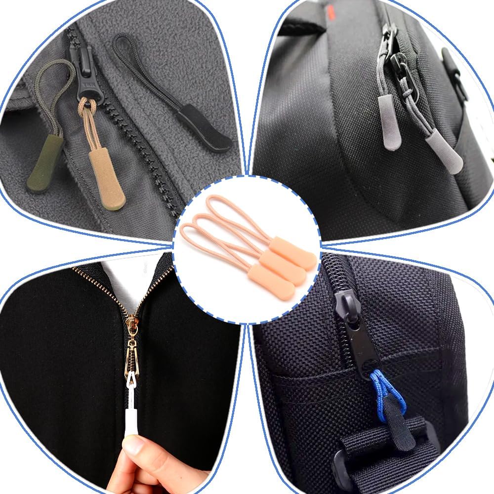 Ruidee 50 Pieces Zipper Pulls Zipper Tabs Zipper Pull Cord Extender Replacement Zipper Pulls for Backpacks, Jackets, Luggage, Purses, Handbags（Light Flesh Pink）
