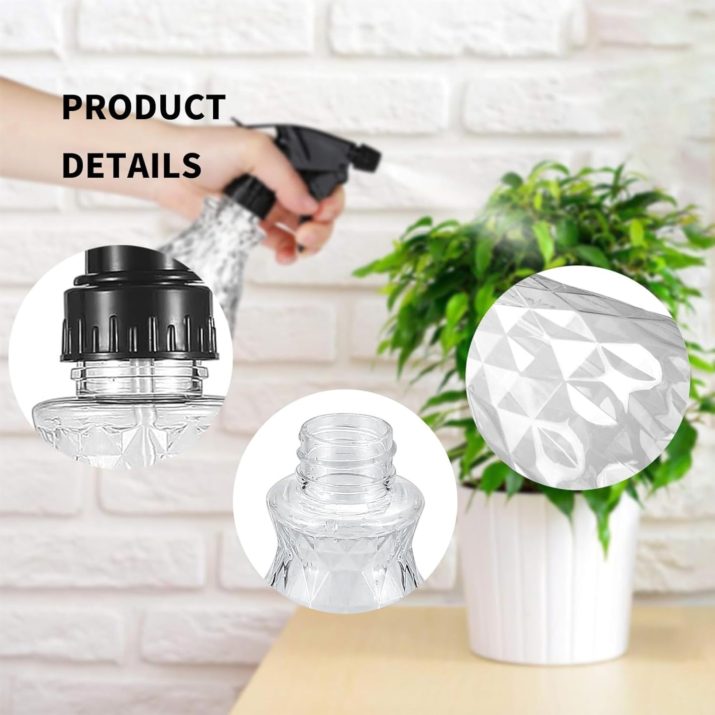 2 Pcs Spray Bottles, 500 ml/17 oz Empty Water Spray Bottles, Plastic Reusable Adjustable Mist Sprayer Squirt Bottles Containers Refillable for Cleaning Solutions, Gardening, Plants (Clear)