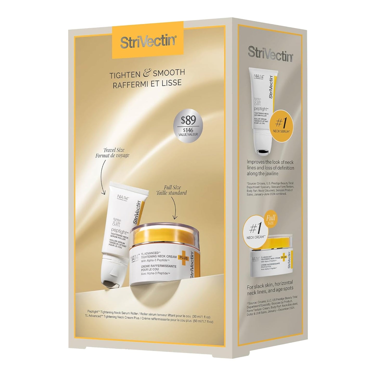 StriVectin Tighten & Smooth Neck Cream and Neck Serum Roller Anti-aging Skin Care 2-Piece Set