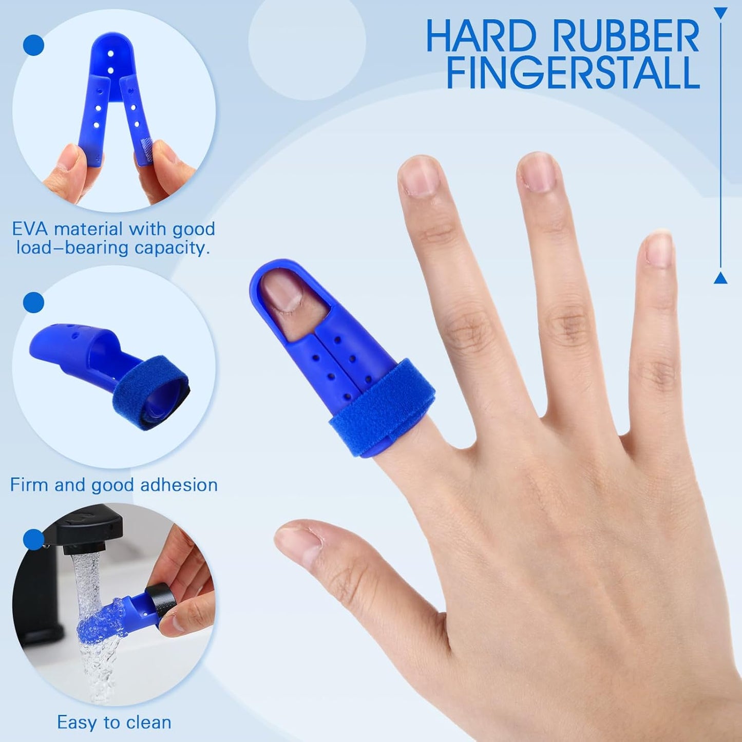 BBTO 10 Pcs Mallet Finger Splint, 5 Sizes Finger Support Brace Stabilizer Straightener Plastic Fingertip Protectors Arthritis Knuckle Immobilization for Thumb Pinky Middle Index Ring(Dark Blue)