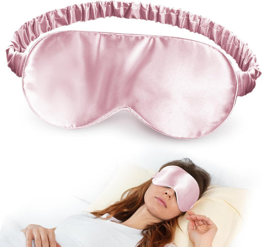 SilkDream 100% Mulberry Silk Sleep Mask Eye Mask for Sleeping 22 Momme Nature 6A Real Silk Gifts for Women&Men Pink