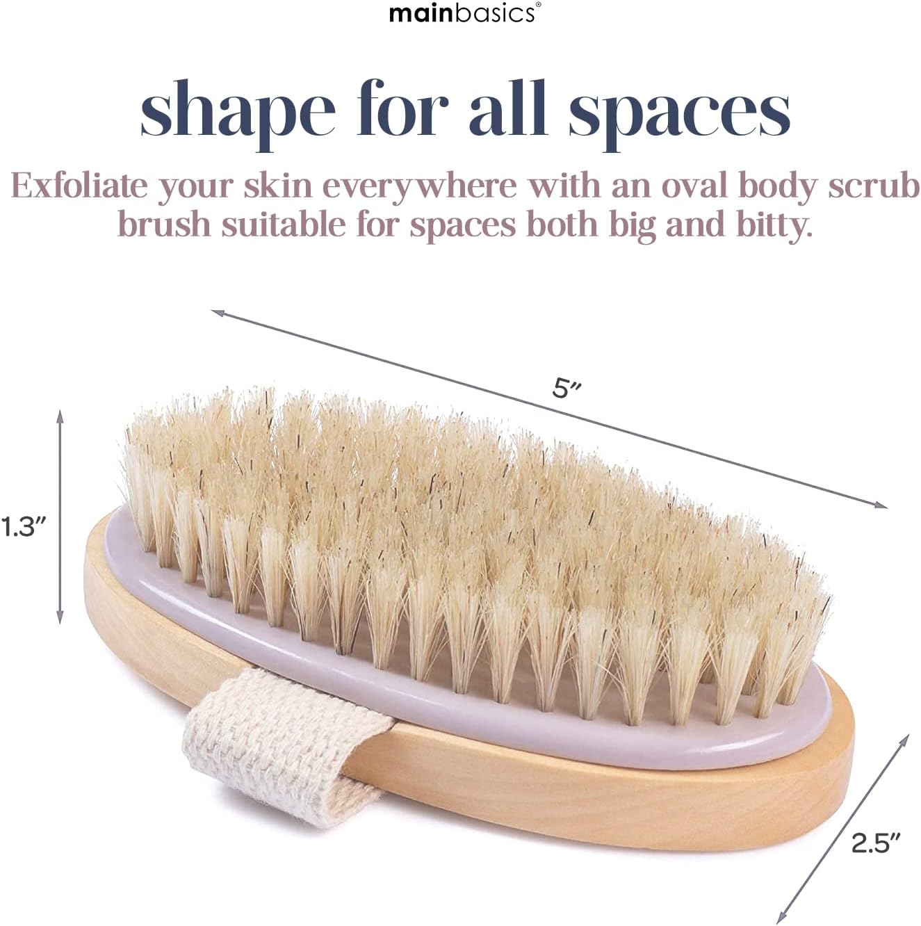 MainBasics Dry Brushing Body Brush for Lymphatic Drainage, Dry Skin, Cellulite, Blood Circulation with Exfoliating Natural Bristles for Flawless Skin
