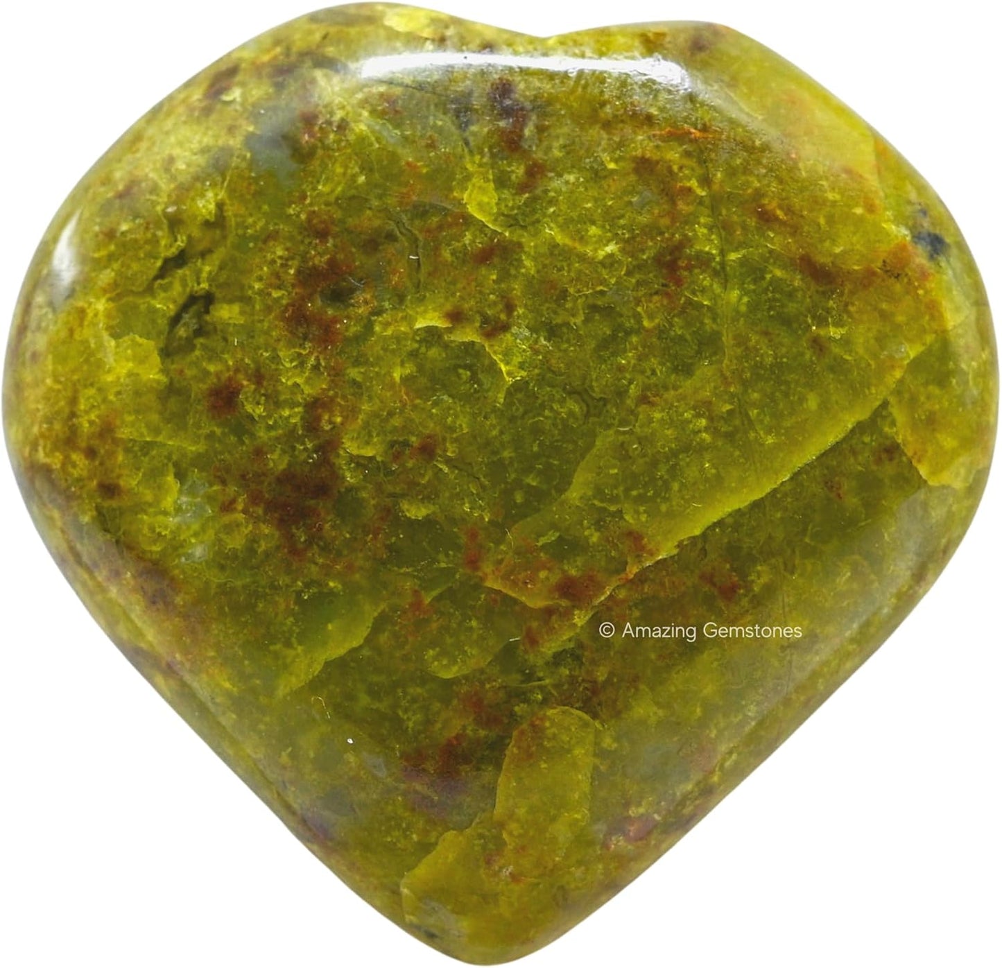 Amazing Gemstone Green Opal Crystal Heart Palm Stone - Pocket Massage Worry Stone for Natural Body Chakra Balancing, Reiki Healing and Crystal Grid