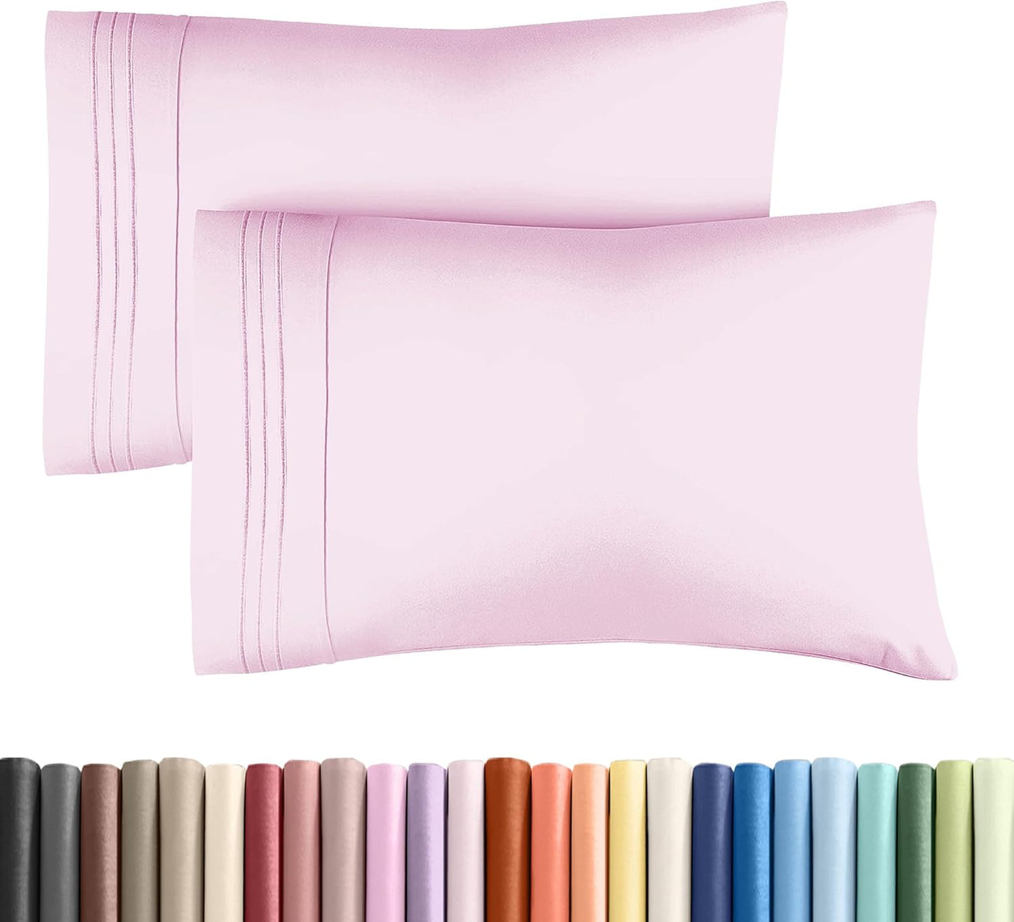 King Pillow Cases Set of 2 - Ultra Soft Hotel Quality Pillowcase Covers - Comfy, Cozy, Cooling & Wrinkle Free - Shrink, Stain & Fade Resistant - Machine Washable Pillow Protectors - 2 Piece Set - Pink