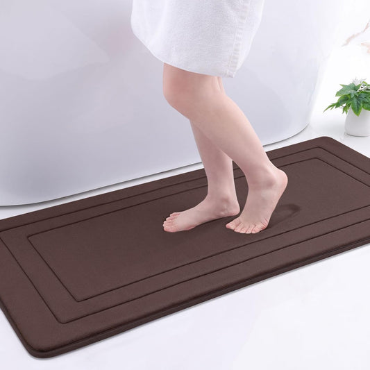 Arotive Memory Foam Bathroom Rug Mat 47x20, Ultra Soft and Absorbent Bath Mat, Machine Wash Dry, Comfortable Bath Rug Carpet for Bathroom Floor, Tub and Shower, Brown