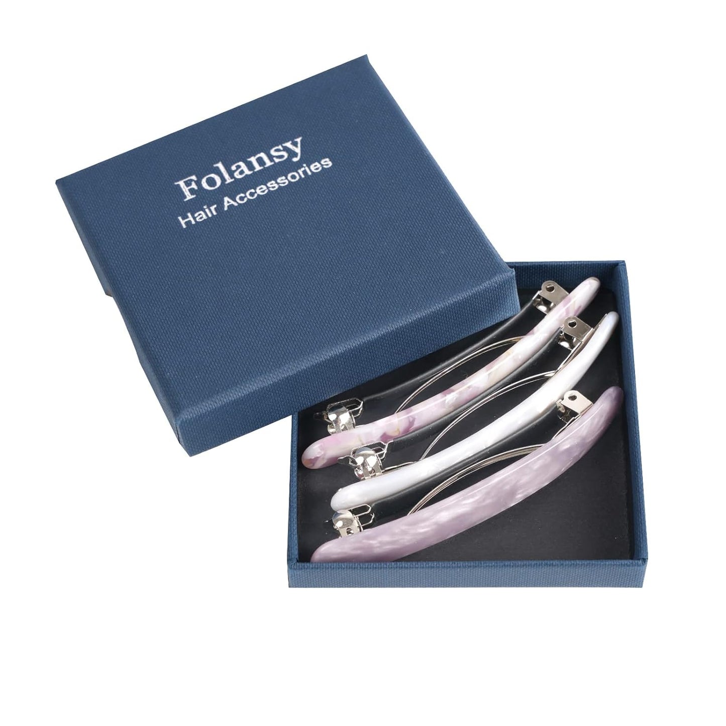 3PCS Women's Hair Barrettes: Tortoise Shell Automatic Clips for Thick/Medium Hair, Retro Clasp (Sakura Pink, Ivory, Lavender)