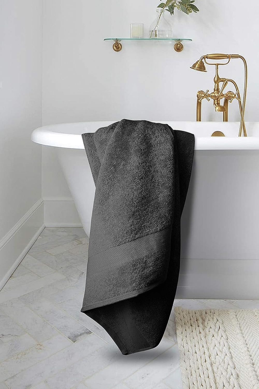 Softolle Luxury Bath Towels Set of 4 (27” x 54”) | Towels for Bathroom | Super Soft | Highly Absorbent Towels for Home, Spa, Gym (Silver Grey-Charcoal Grey)