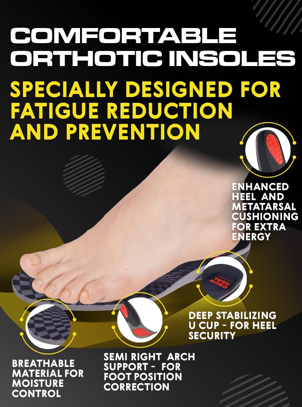 (New) Work Orthotic Insoles - Anti Fatigue Medium Arch Support Shoe Insert Men Women - Plantar Fasciitis Flat Feet - Relieve Foot Pain - Work Boot Insoles Standing All Day (XXL, Gray)