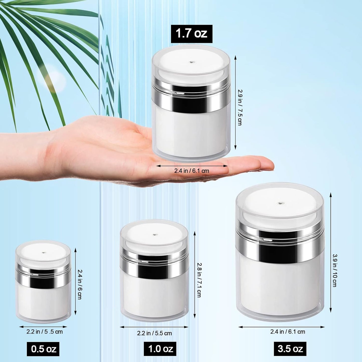 Airless Pump Jar - 1.7 Oz Moisturizer Dispenser Air Pump Containers, Container Vacuum Bottle Dispenser for Skincare Makeup Lotion