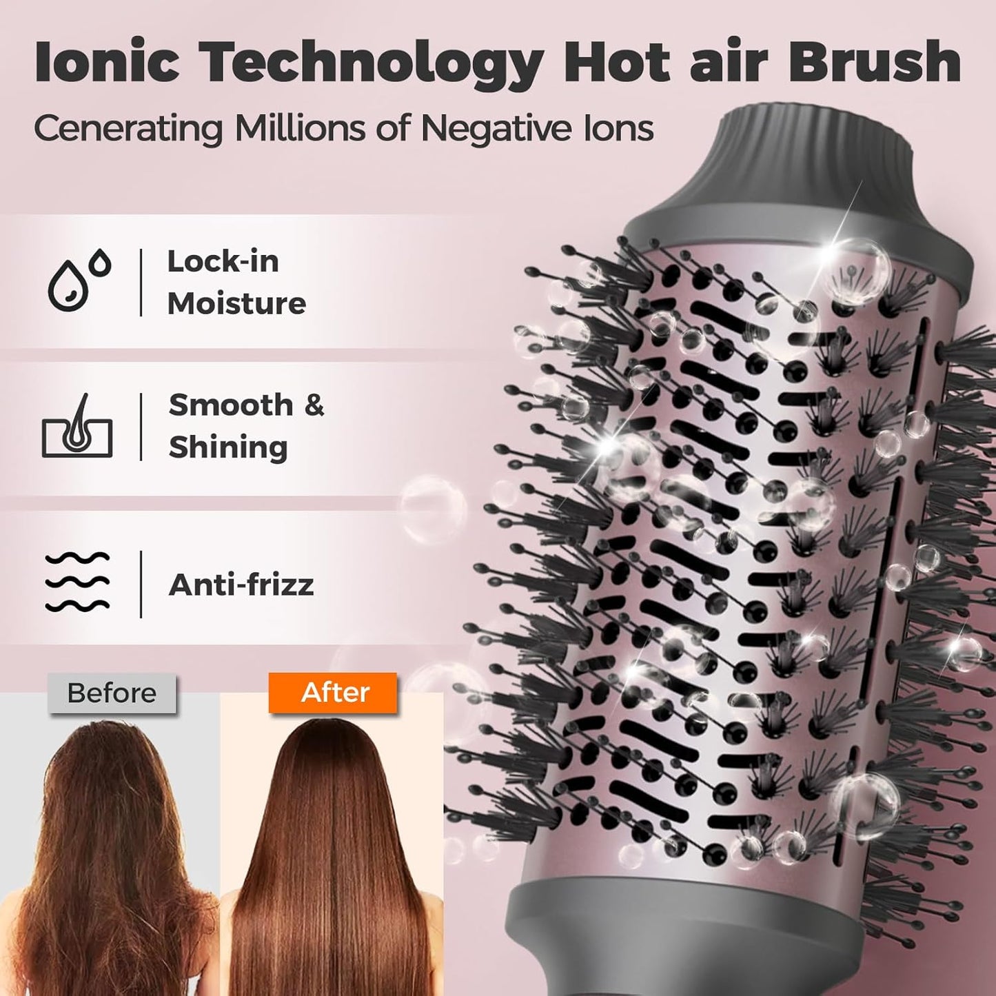 CONFU Blow Dryer Brush, 4-in-1 Styling Tools Hair Dryer and Styler Volumizer with Negative Ion Anti-frizz Blowout, Hot Air Brush for Drying, Straightening, Curling