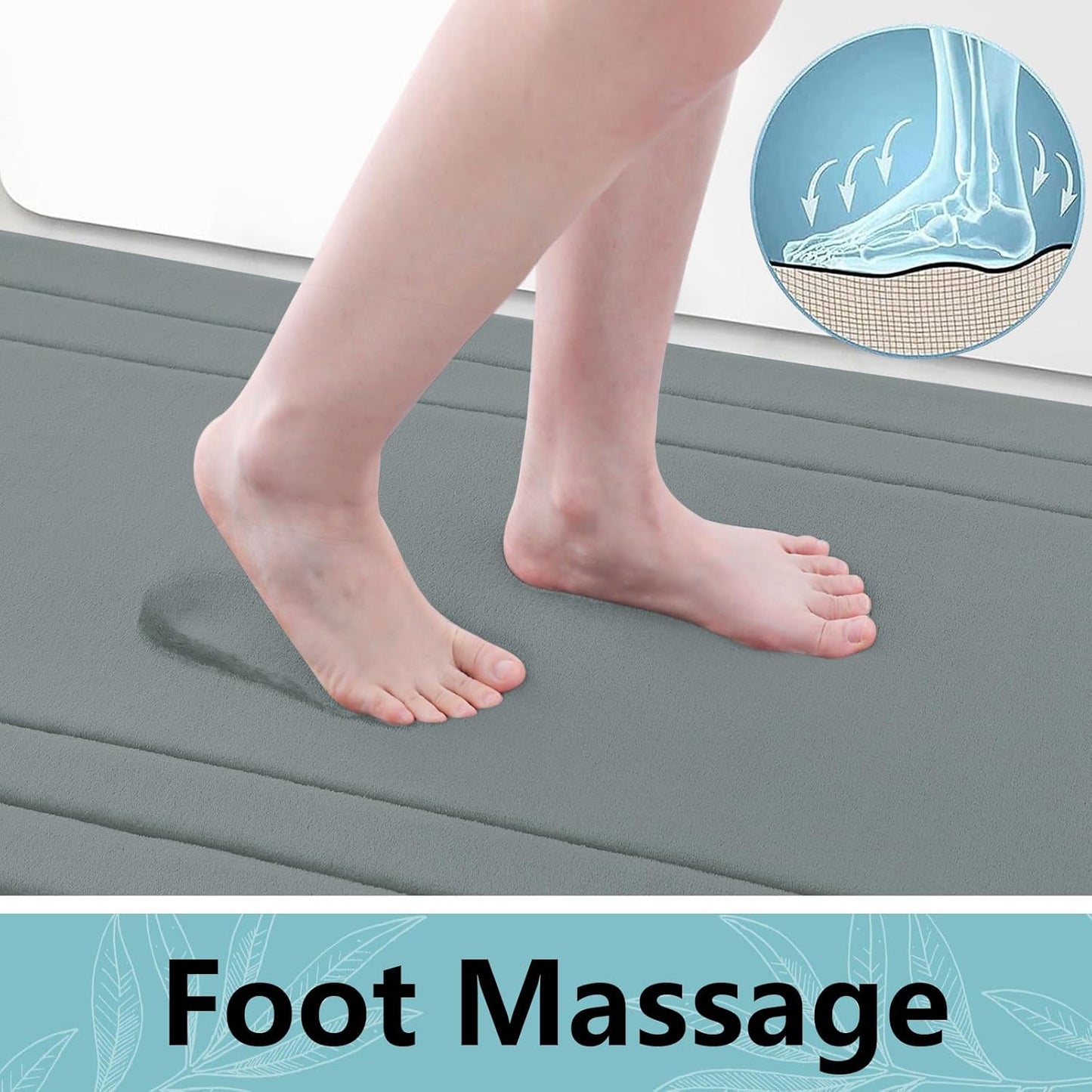 Arotive Memory Foam Bathroom Rug Mat 30x20, Ultra Soft and Absorbent Bath Mat, Machine Wash Dry, Comfortable Bath Rug Carpet for Bathroom Floor, Tub and Shower, Grey