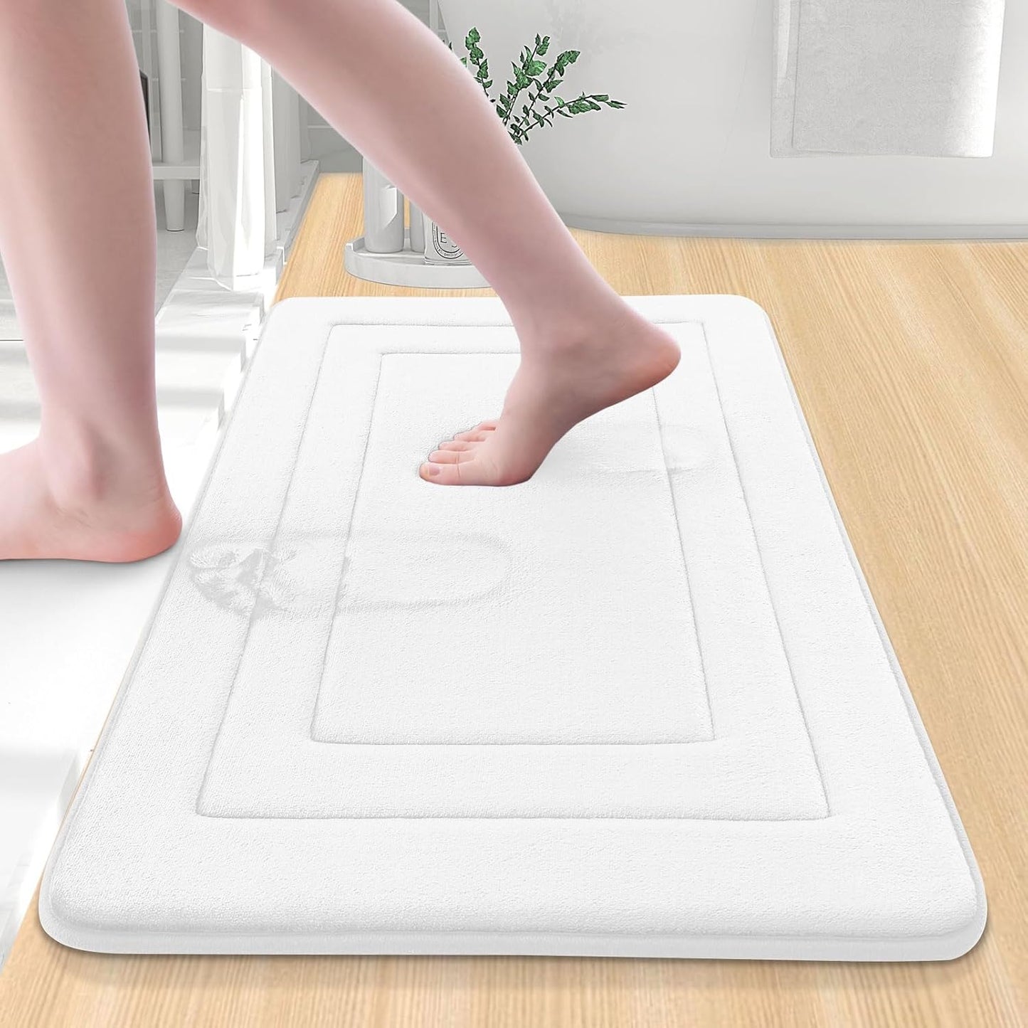 Arotive Memory Foam Bathroom Rug Mat 30x20, Ultra Soft and Absorbent Bath Mat, Machine Wash Dry, Comfortable Bath Rug Carpet for Bathroom Floor, Tub and Shower, Ivory