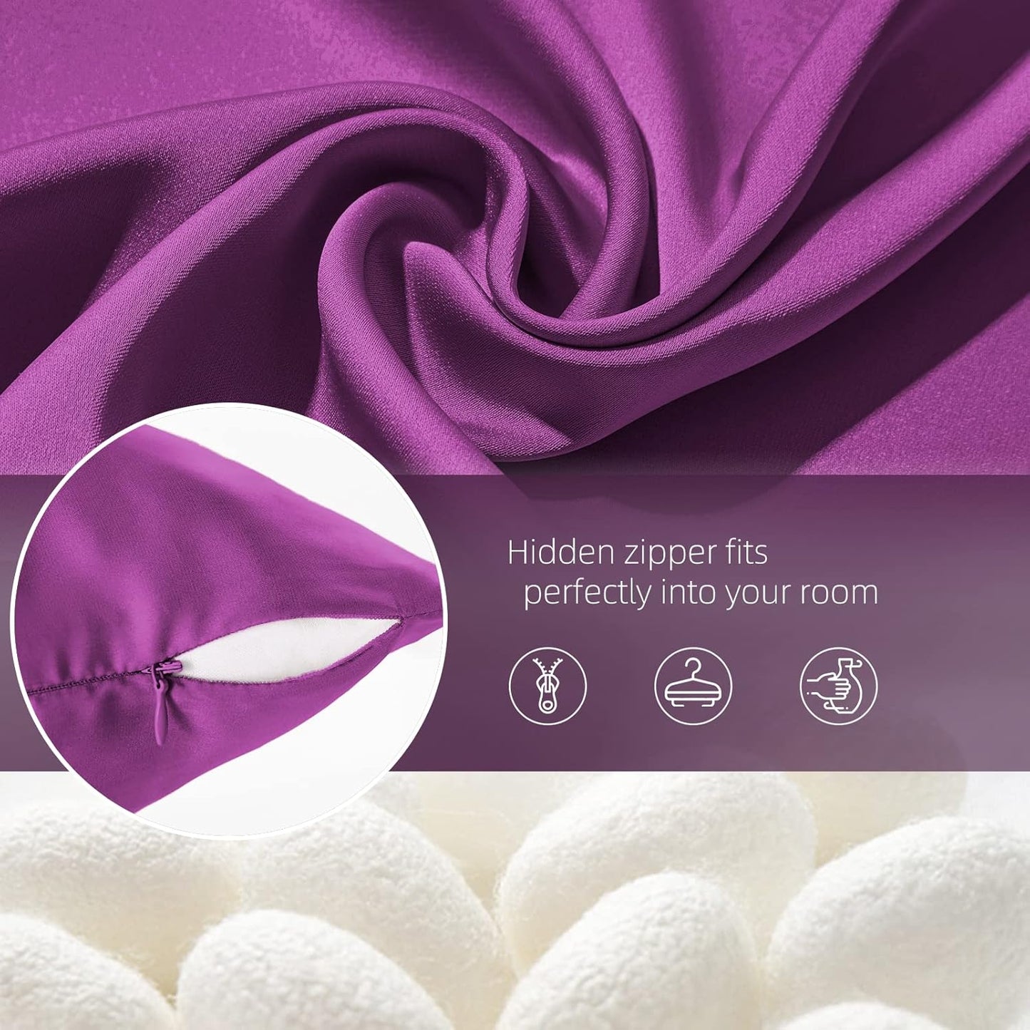 Mulberry Silk Pillowcase - Soft, Breathable, Smooth Both Sided Natural Silk Pillowcase with Zipper - Beauty Sleep Silk Pillow Case 1 Pack for Gift (Queen, Purple)