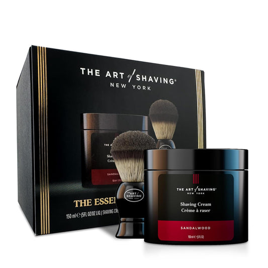 The Art of Shaving Icon Duo Kit – Sandalwood Shaving Cream (5 oz) and Shaving Brush – Prevents Shaving Burn for the Perfect Shave – Suitable for All Skin Types