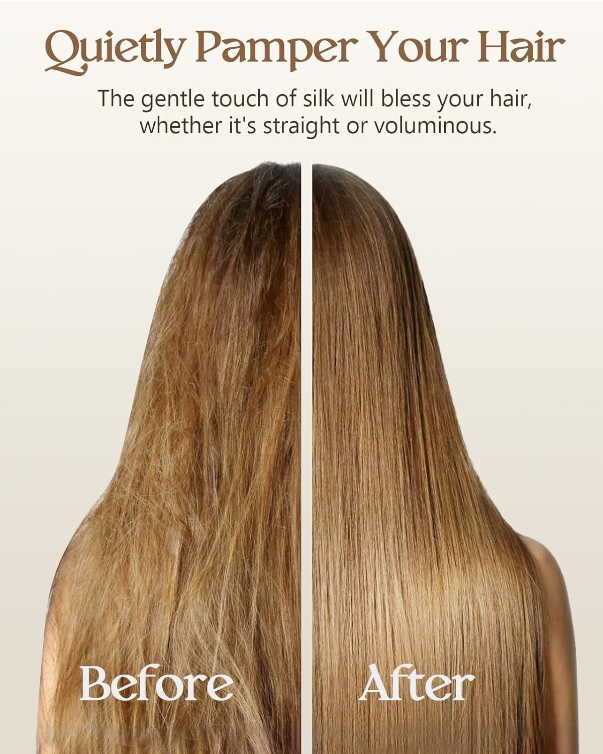 Silk Pillowcase 2 Pack - Pillow Cases King Set of 2 Size 20" x 36" for Hair and Skin Smooth Soft Breathable with Hidden Zipper Cooling Pillow Covers for Sleeping Women, Beige