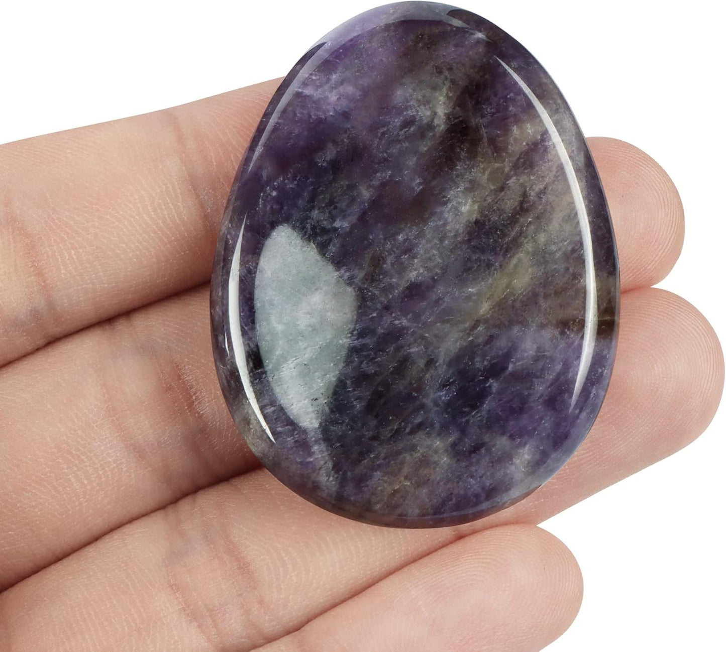 Artistone Amethyst Crystal Thumb Worry Stone Carved Healing Crystals Pocket Palm Stones for Anxiety Stress Relief Meditation
