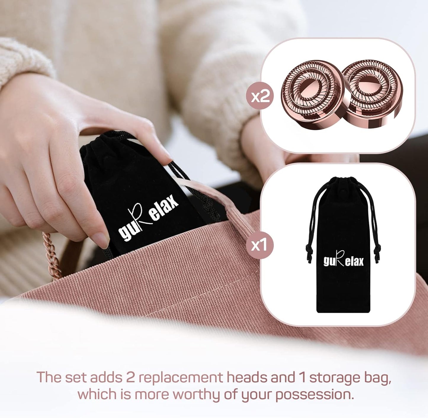 Electric Painless Hair Remover, Facial Hair Removal for Women - as Seen on TV Face Shaver, Hair Removal Device with 2 Replacement Heads