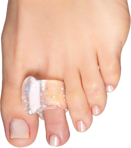 ZenToes Gel Toe Separators for Overlapping Toes, Bunions, Big Toe Alignment, Corrector and Spacer - 4 Pack (Glitter)